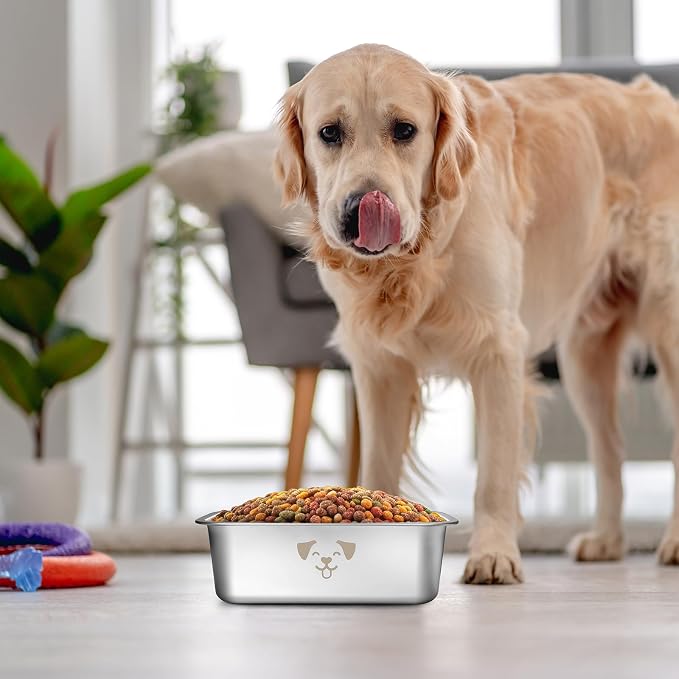 Sweetude 4 Pcs Stainless Steel Dog Bowls Bulk High Capacity Metal Dogs Food and Water Bowls for Large Dogs Pets(Silver,0.85 Gallon) - Image 6