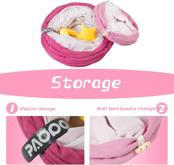 Cat Tunnel, Large Indoor Durable Collapsible Interactive Cat Tube with Peek-A-Boo Hole, Hanging Toys, and Crinkly Paper Lining - Cute Tunnel for Cats, Kittens, Puppies & Rabbits, Pink - Image 6