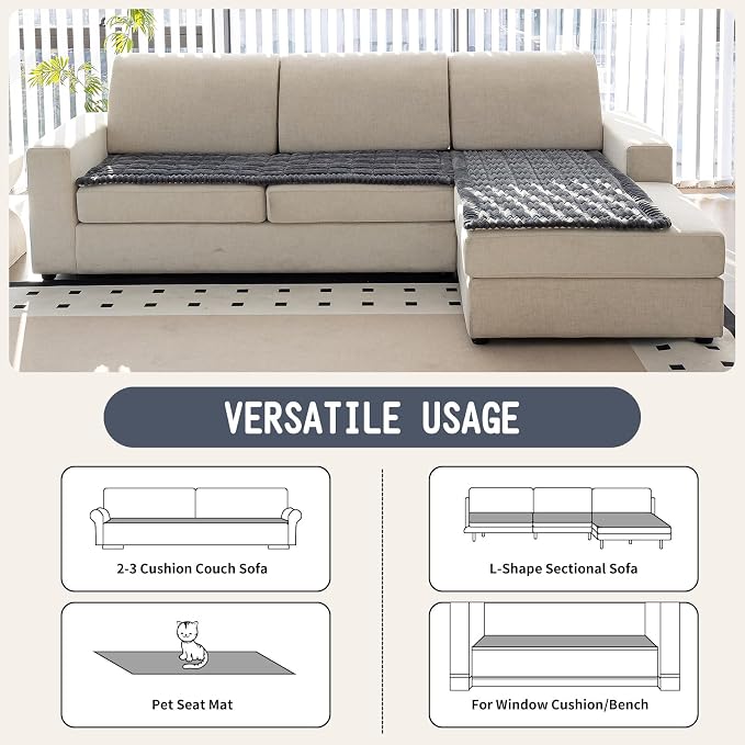 Sofa Couch Cover, Sofa Covers for Dogs Washable, Non-Slip Striped Sofa Slipcovers for Sectional Sofa, Sofa Cover Furniture Protector for L Shaped(Dark Grey, 27.6"x 70.9") - Image 4