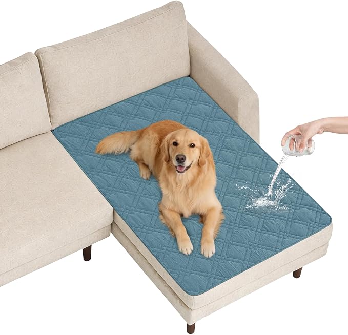 Dog Bed Cover Pet Blanket, Gray Blue+Apricote, 42"x50" | 100% Waterproof, 7-Layer Reversible, Washable, For Sofa Couch Furniture Car by Unknown