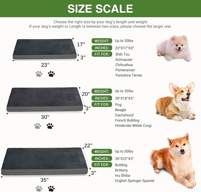 Waterproof Dog Bed Medium Size Dog, Washable Orthopedic Foam Crate Pad 30" | Outdoor Pet Bed, Reversible Faux Leather & Flannel, Durable Removable Cover, Anti-Slip Kennel Pad 29"x18" Dark Gray - Image 8