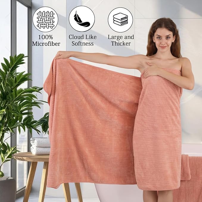 18 Piece Family Bath Towel Set Include 6 Bath Towels,6 Hand Towels and 6 Washcloths Soft Bathroom Towel with Hanging Loops,Highly Absorbent Quick Dry Towels Set for Bathroom,Hotel and Spa-Orange - Image 9