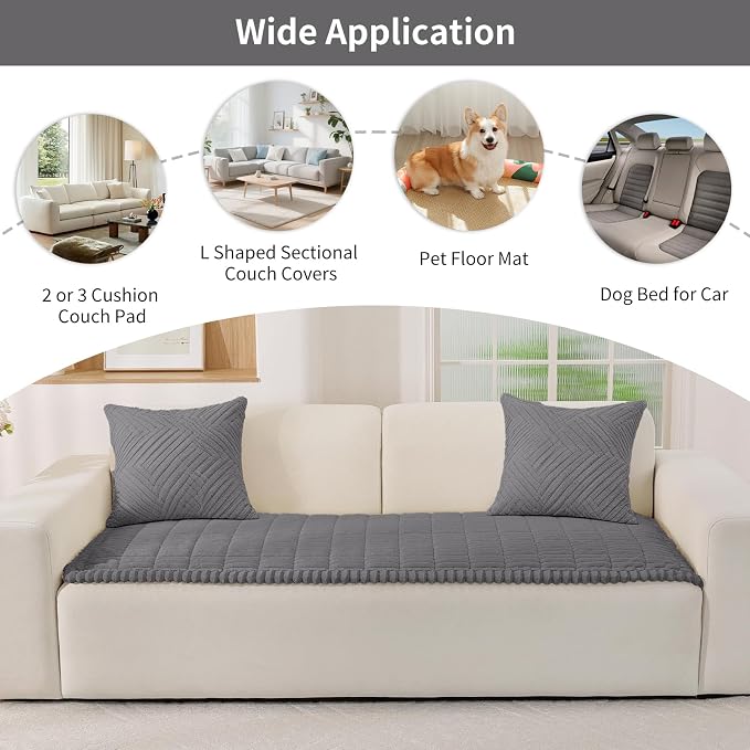 Fuzzy Pet Couch Covers for Dogs Washable, Thick Couch Covers for 3 Cushion Sofa Pet Friendly, Non Slip Plush Dog Couch Cover for for Sectional, Loveseat (Charcoal Gray, 27.6" x 71") - Image 6