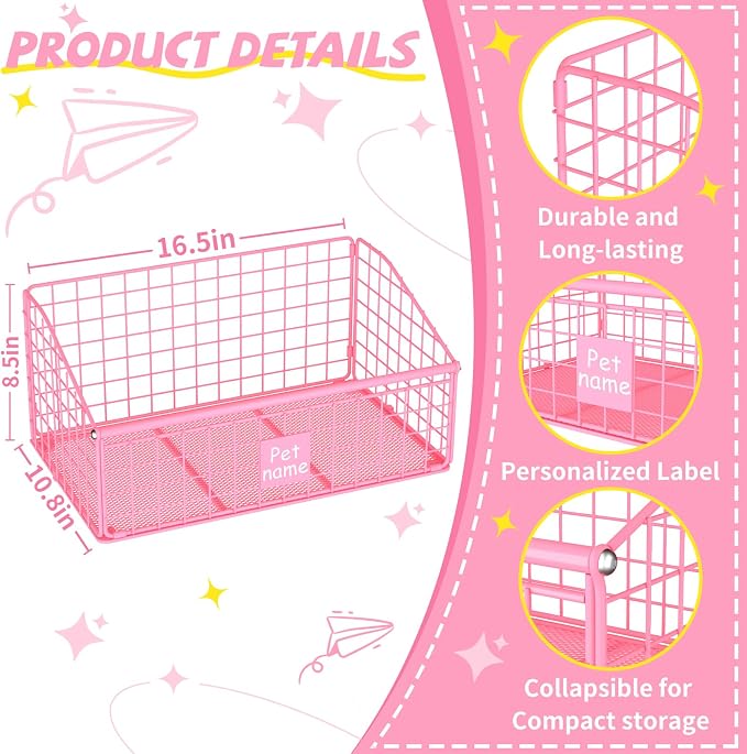 Kaiferty Indestructible Dog Toy basket, Medium Toy Box for Dogs,Pet Toy Bin Dog Metal Basket for Toys, Toy Storage Organizer, Living Room Area (Pink) - Image 8
