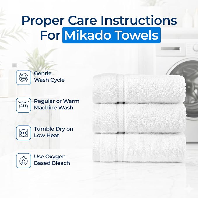 Mikado Premium Bulk Bath Towels 27x50 – Pack of 36 – 100% Long Staple Cotton – Ultra Soft, Absorbent, Quick-Dry White Towels – Durable Towels for Hotel, Gym, Spa and Resort – Wholesale Commercial Pack - Image 8