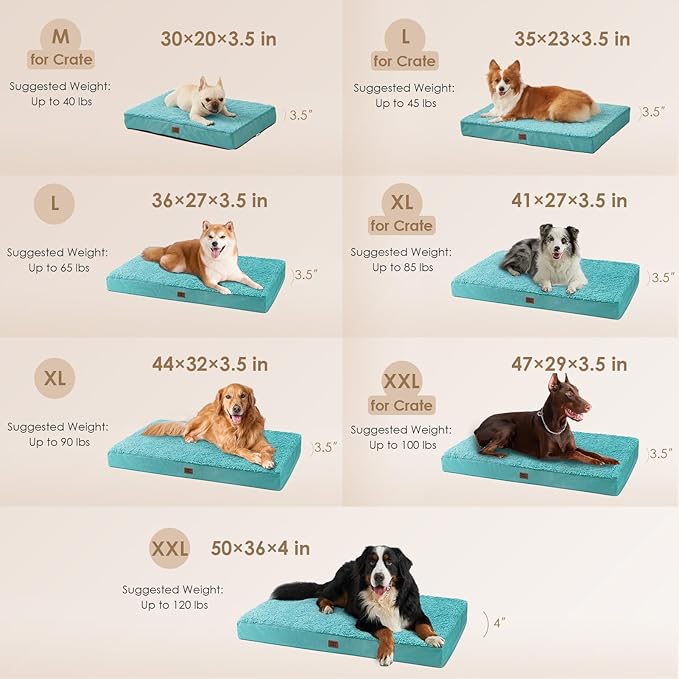 EHEYCIGA Orthopedic Dog Bed Extra Large with Removable Washable Cover, 50IN | Egg Crate Foam Support, Durable Oxford fabric, Non-Slip Bottom, Machine Washable, Soft Waterproof Plush Pet Bed Mat For Crate - Image 2