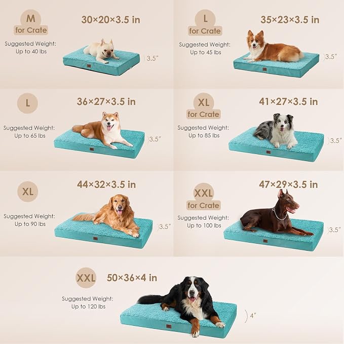 EHEYCIGA Orthopedic Dog Bed Extra Large with Removable Washable Cover, 44IN | Egg Crate Foam Support, Durable Oxford fabric, Non-Slip Bottom, Machine Washable, Soft Waterproof Plush Pet Bed Mat For Crate - Image 2