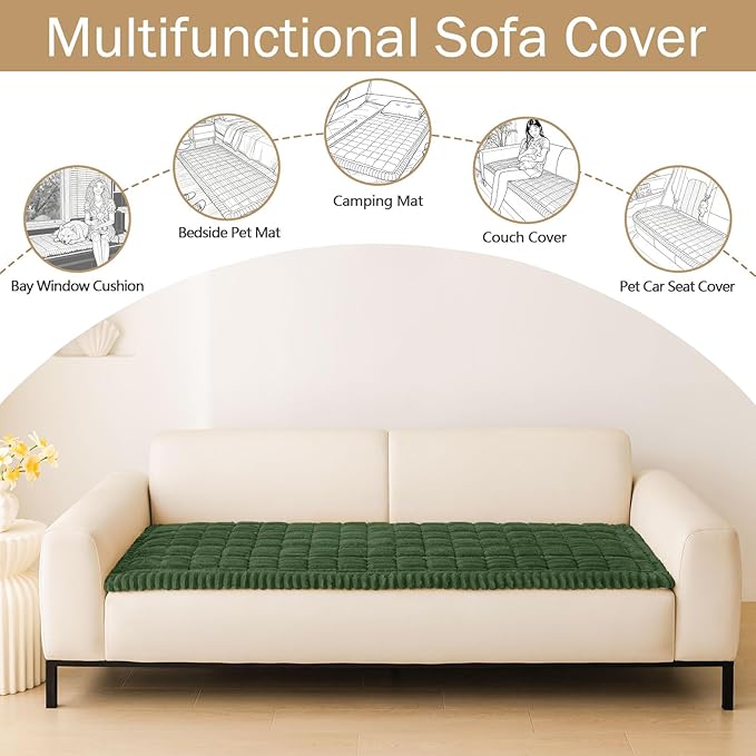 hyha Couch Cover for Dogs, Washable Non Slip Plush Flannel Sofa Protector | Thick Flannel, Silicone Anti-Slip Backing, Pet Hair & Scratch Protection, Fits Sofa & Loveseat (27.6" x 27.6") - Image 3