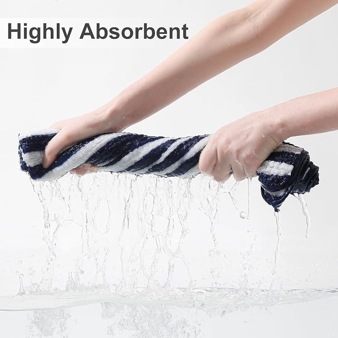 Smuge 18 Pcs Bath Towel Set, Include 6 Bath Towel Sheets, 6 Hand Towels and 6 Washcloths - Highly Absorbent Quick Dry Microfiber,Ultra Soft Bathroom Towel Set with Hanging Loop - Blueberry - Image 2