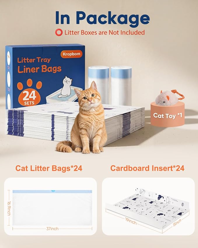 24 Pack Litter Box Liners Compatible with Safe Pets Scoopfree, 37"x16" | Cat Litter Box Tray Refill, Large Cat Waste Poop Bags, Anti-scratch Cardboard, Drawstring, Heavy Tear-resistant - Image 2