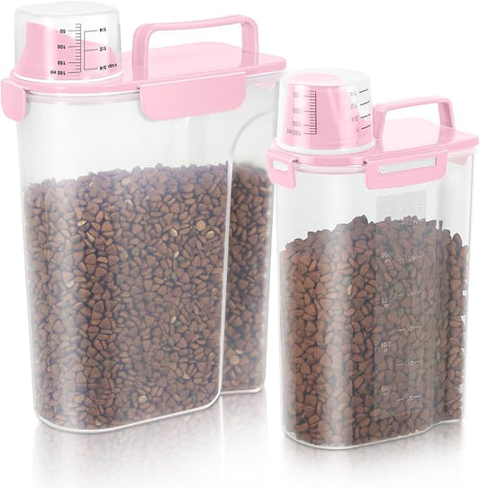 LEAWALK 8-12LBS Dog Food Storage Container, Upgraded Large Nozzle BPA-free, Plastic Pet Food Storage Containers With 4 Sealed Clasps, 1 Measuring Cup and Handle, Easy to Clean and Carry by LEAWALK