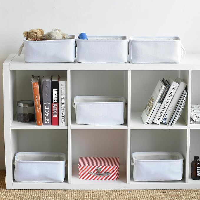 TheWarmHome Storage Basket for Gifts Empty - 11.8x7.8x5.2 inch 1 Pack Fabric Storage Cubes, Nursery Organizers and Storage for Closet Cloth Toy Book (White) - Image 3