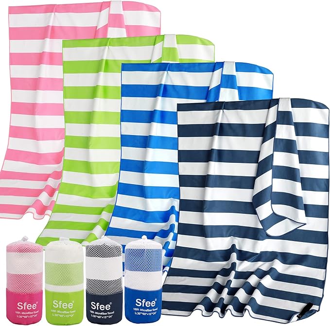 Sfee 2 in 1 Microfiber Beach Towel, Quick Dry Towel Camping Towel Travel Towel Super Absorbent Compact Lightweight Sports Gym Towels Set for Beach, Gym, Hiking, Pool, Backpacking, Bath, Yoga by Sfee