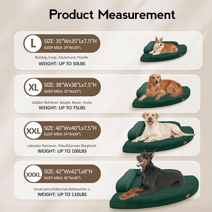 MEKIY Jumbo Orthopedic Waterproof Dog Bed with Sides for Extra Large Dogs | Egg Crate Foam, Waterproof Liner, Anti-Slip Bottom, Space-Saving, Perfect for Corners and Sofa Edges, 42 x 42 Inch - Image 6