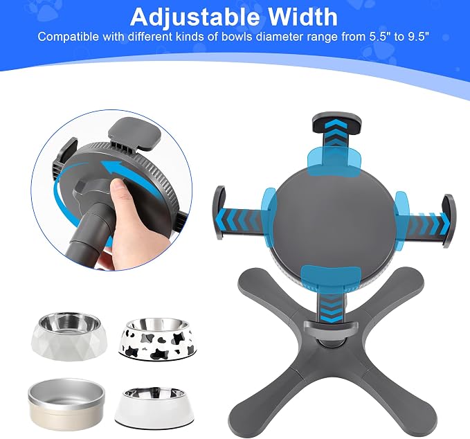 Dog Bowls,Elevated Adjustable Dog Bowl Stand with 3 Heights & Tilted Feeding Design, Raised Stand Compatible with Medium & Large Breeds(1 Pack) Grey - Image 4