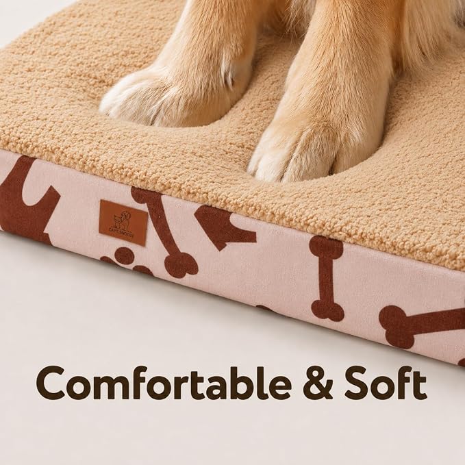 Orthopedic Dog Bed for Crate Sherpa Pet Bed 35x22 Inch Beige | Egg Crate Support, Waterproof Dog Bed, Machine Washable Removable Cover, Soft Sherpa Dog Crate Bed, Anti Slip Bottom - Image 4
