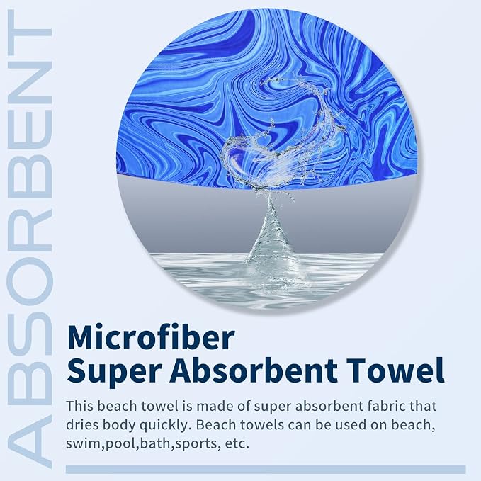 TwoYek Microfiber Beach Towel Extra Large 71x32 Blue Shell 2 Pack | Thin & Lightweight, Sand Free, Super Absorbent & Quick Dry, Oversized Towels for Beach Bath Pool Swim Travel Essentials Gift - Image 6