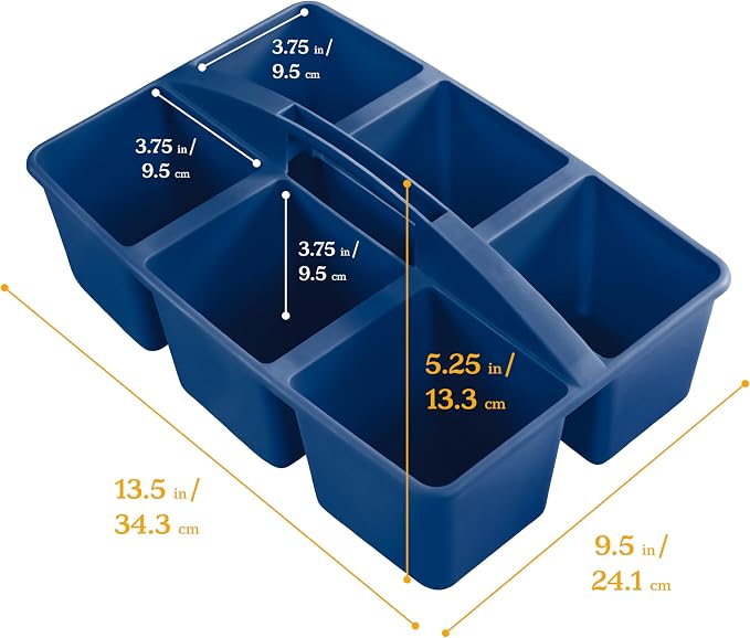 ECR4Kids 6-Compartment Large Plastic Caddy, Multipurpose Organization, Earthtone, 6-Pack - Image 2