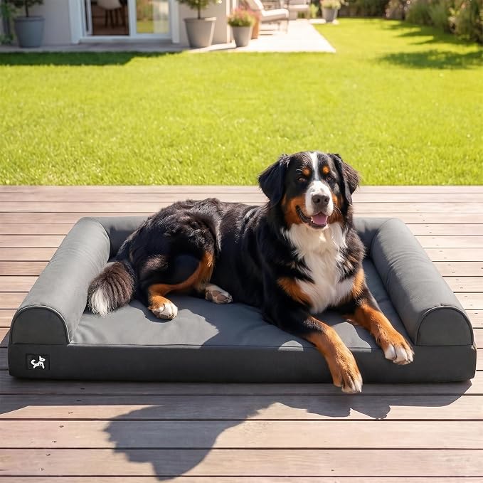 Sytopia 48in Dog Beds for Large Sized Dogs,XXL Orthopedic Pet Bed with Removable Washable Cover, Waterproof Egg Crate Foam, Non-Slip Bottom, Supports up to 100+ lbs for Old Pet, Dark Gray by Sytopia
