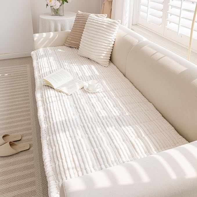 Couch Cover for Dogs Washable, Non-Slip Pet Couch Covers for Sofa, Fuzzy Dog Couch Cover Blanket for Furniture Protector (Z-White, 27.6" x 82.7"/70 x 210cm) - Image 6