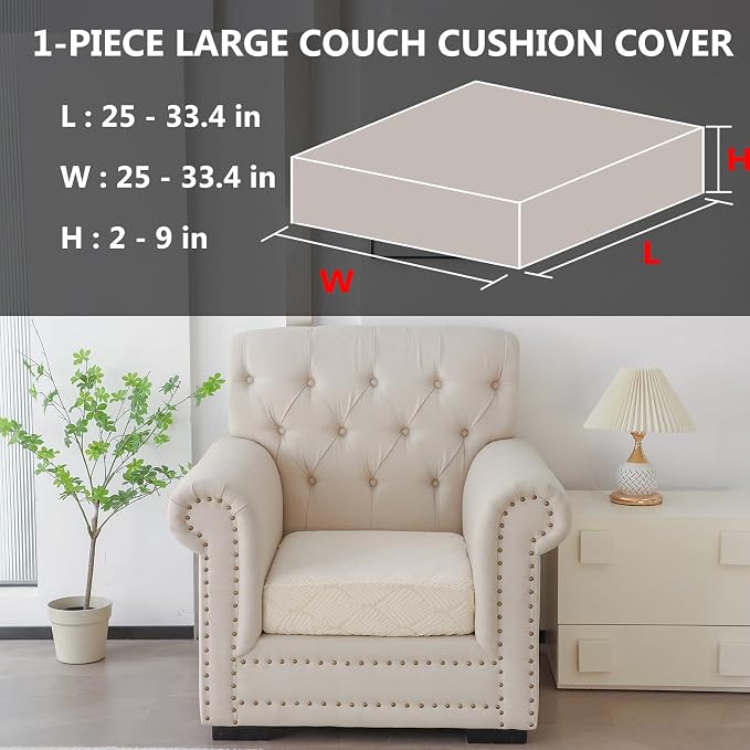 Genina Waterproof Couch Cushion Covers for Pets Washable Sofa Seat Covers | Non Slip,Stretch Jacquard Fabric,Pet Hair & Scratch Protection,Easy Installation,Furniture Protector,Sectional,1 Piece Large - Image 2