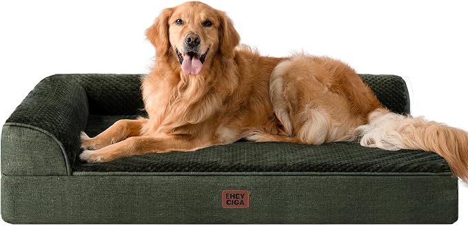 EHEYCIGA Extra Large Dog Bed Othorpedic, Memory Foam XL Dog Bed with Washable Removable Cover, Waterproof Pet Sofa Couch XLarge Size Dogs with Nonskid Bottom, 44x32x6.5, Dark Green by EHEYCIGA