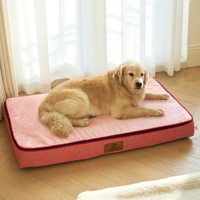 LIORCE Orthopedic Memory Foam XXL Dog Bed - 6" Thick Beds for Extra Large Sized Dog - Waterproof Removable Washable Cover & Wrap-Around Zipper - Ultimate Comfort & Easy Maintenance, Pink - Image 5
