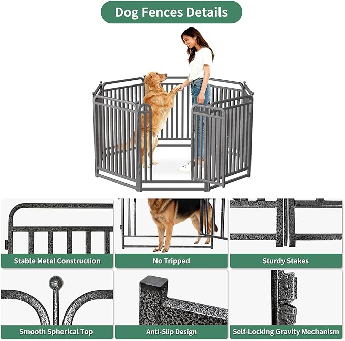 40 Inch Dog Playpen Outdoor, 32 Panels Puppy Playpen Heavy Duty Dog Play Pen Indoors, Rust Resistant Dog Pen for Large/Medium/Small Dogs, Dog Fence for RV Camping