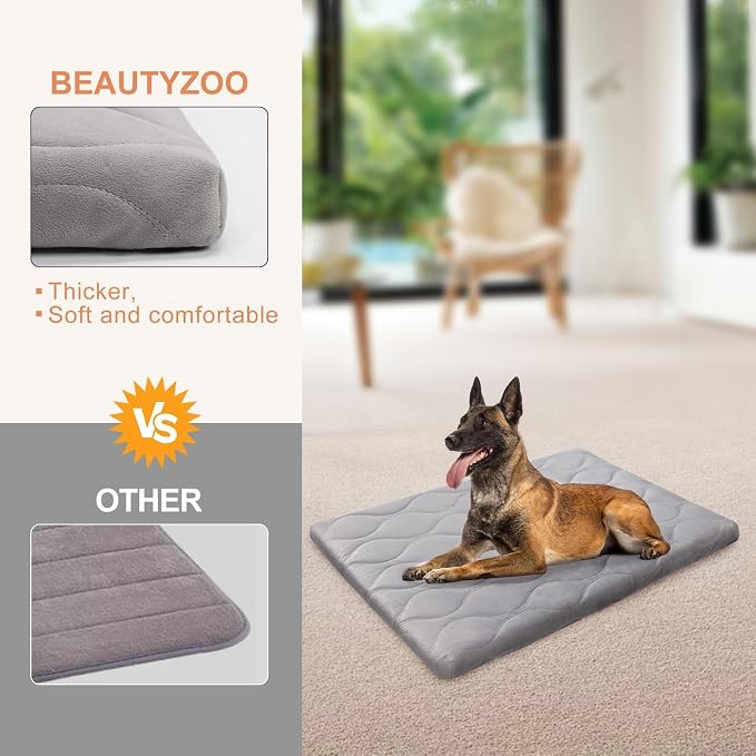 BEAUTYZOO Dog Crate Pad for Medium Dogs, Washable & Detachable Kennel Mat, Anti-Slip Soft Fluffy Puppy Bed for Crate, Cage, and Car Travel, Cozy Sleeping Mattress, 30x20 Inches, Gray - Image 4