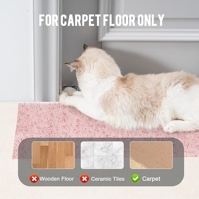 Uross Carpet Protector for Pets - Purple Cat Carpet Protector for Doorway, Anti Scratch Under Door Cat Protector Mat, Easy to Cut Plastic Scratch Stopper Guard Carpet 3.6FT - Image 4