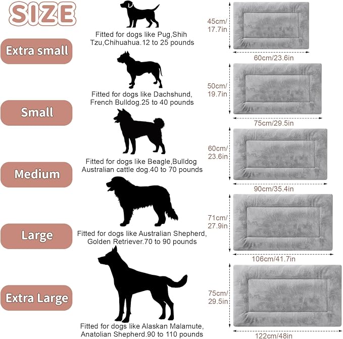 Dog Crate Pad 30 Inch, Washable Plush Crate Mat for Medium Dogs, Non Slip Kennel Pad for Metal Wire Crates, Cushioned Support for Indoor Use, Grey - Image 5