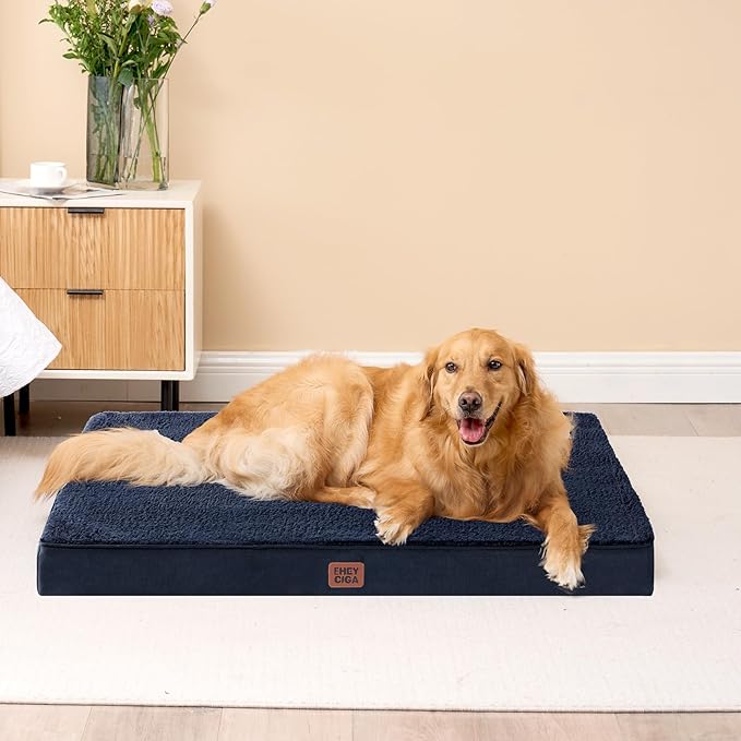 EHEYCIGA Orthopedic Dog Bed with Removable Washable Cover, Navy, 30x20 | Egg Crate Foam Support, Durable Oxford fabric, Non-Slip Bottom, Machine Washable, Soft Waterproof Plush Pet Bed Mat For Crate - Image 9
