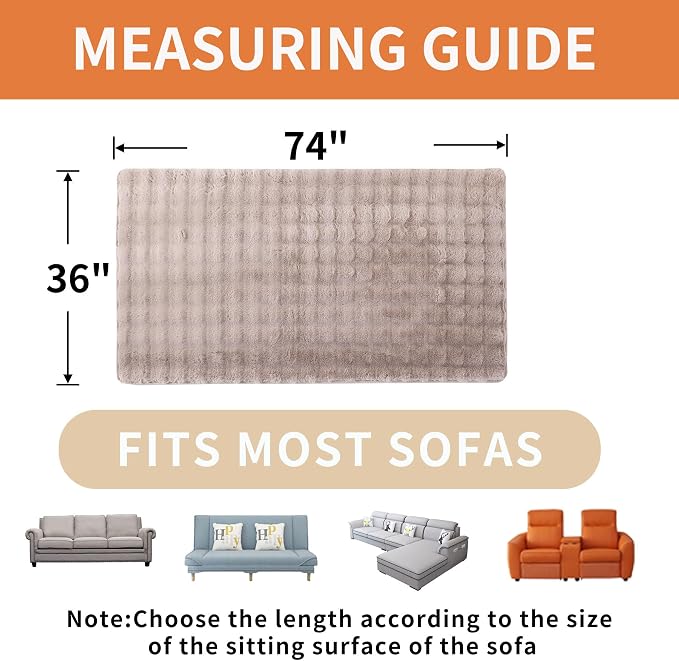 Waterproof Dog Bed Cover Non Slip Couch Covers for Dogs Washable Soft Faux Fur Sofa Cover Couch Covers for 3 Cushion Couch Sofa Pet Friendly (Khaki) - Image 4
