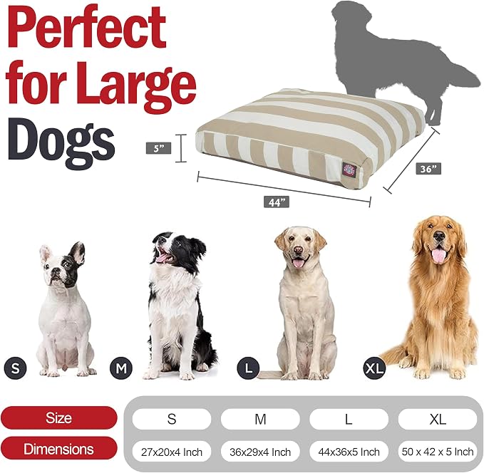 Majestic Pet Rectangle Large Dog Bed Washable – Non Slip Comfy Pet Bed – Dog Crate Bed with Removable Washable Cover – Dog Kennel Bed for Sleeping - Dog Bed Large Breed 44x36x5 Inch – Sand Beige - Image 2