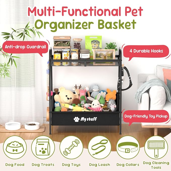 Kaiferty Large Dog Toy basket, Toy Box for Dogs, Pet Toys Bin Dog Metal Wire Basket for Toys, Food Storage, Storage Organizer Chest Storage, Toy Box for Living Room Area (Black) - Image 7