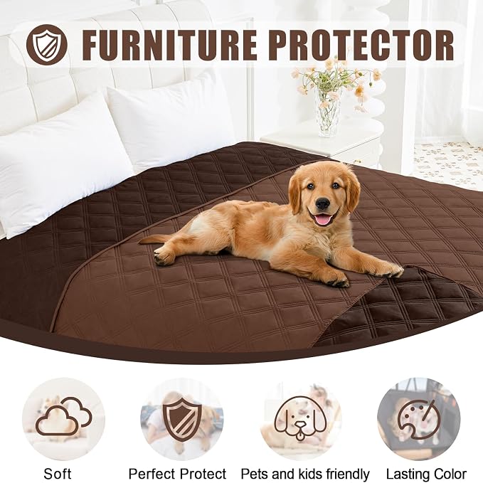 Smiry Waterproof Dog Bed Cover, Reversible Pet Blanket for Sofa Couch | Soft Washable Dog Blanket, Leakproof Couch Cover for Dogs Cats & Furniture Protection, 68x82, Brown/Chocolate - Image 8