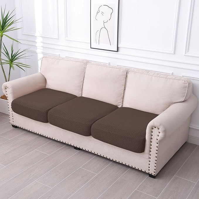 hyha Waterproof Couch Cushion Covers for Pets, Non Slip Sofa Seat Cover | Stretch Jacquard Fabric, Elastic Bottom, Non Slip Fit, Waterproof Protection, Pet Hair Protection (3 Pieces) - Image 2