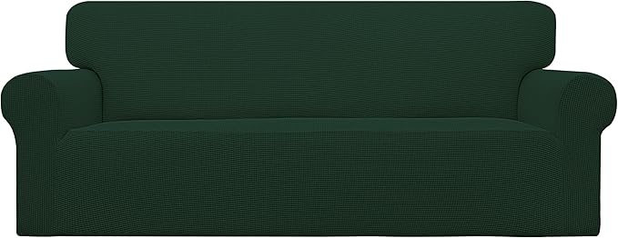 Easy-Going Stretch Oversized Sofa Couch Slipcover Washable Dark Green | 1-Piece Extra large Sofa Cover Furniture Protector Couch Soft with Bottom for Kids, Polyester Spandex Jacquard by Easy-Going
