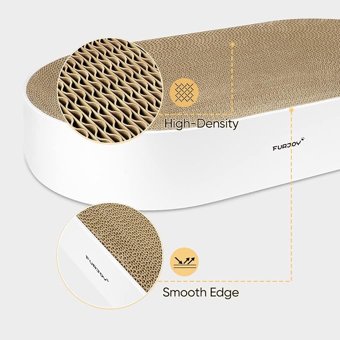 Cat Scratcher, 63x 35 x 10cm Oval Corrugated Cardboard Scratch Pad, Round Cat Scratching Lounge Bed Sofa, Cat Scratcher Bowl with Organic Catnip [ Home Clean Design with Scratcher Box] - Image 5