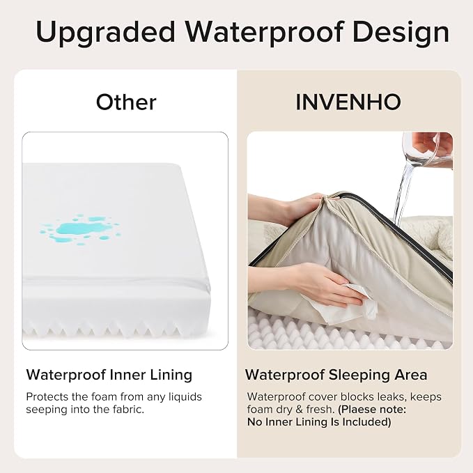 INVENHO Jumbo Orthopedic Dog Bed for Extra Large Dogs, Waterproof, Egg-Crate Foam Dog Couch Bed with Washable Removable Cover, Waterproof Lining and Nonskid Bottom - Image 3
