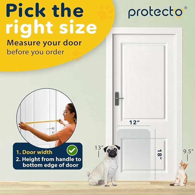 PROTECTO 1-Pack Door Protector from Dog Scratching, 18x12 - Door Guard | Clear Door Scratch Protector & Screen Door Protector for Cats, Scratch Shield - Window, Wall, Sliding Doors, Indoor Outdoor - Image 2