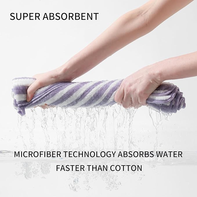 18-Piece Microfiber Bath Towels Set - 6 Bath Sheet, 6 Hand Towels, 6 Washcloths, Soft, Highly Absorbent Bathroom Towel, Quick Dry & Less Lint Shower towel for Bathroom, Hotel, Spa, Dorm-Light Purple - Image 3