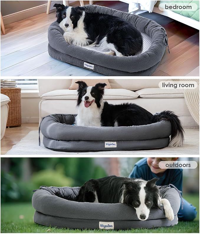 Orthopedic Dog Bed for Large Dogs, Pet Sofa Bed, XL, Dark Gray | Orthopedic egg crate foam, 4-sided bolster support, anti-slip bottom, pet sofa bed for extra large dogs - Image 8