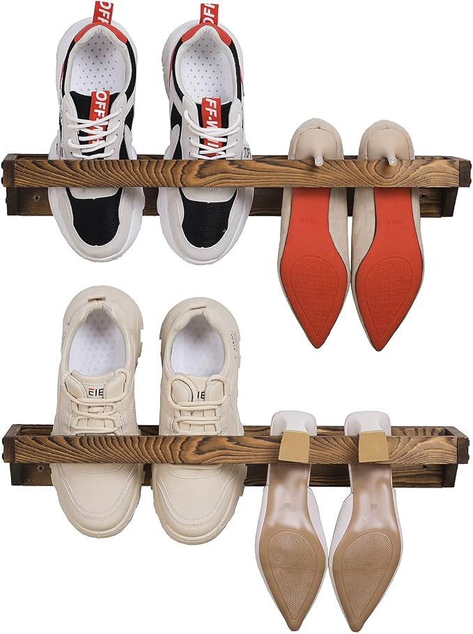MyGift Wooden Hanging Shoe Rack Storage Organizer for Closet & Entryway | Space-saving wall storage keeps footwear tidy in closets, mudrooms, and entryways while adding a warm rustic farmhouse accent - Image 7