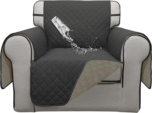 ISSUNTEX Double Protection 100% Waterproof Chair Sofa Cover for Living Room, Reversible Furniture Protector for Dogs, Pets, Kids (Chair, Dark Gray/Beige) by ISSUNTEX
