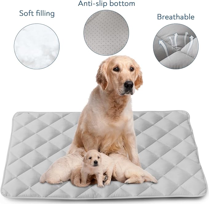 Dog Crate Pad 2 Pack (48" x 30"), Dog Crate Mat with Anti-Slip Bottom, Grey | Fits 48 Inch Crate, Soft, Machine Washable, Kennel Pad - Image 2