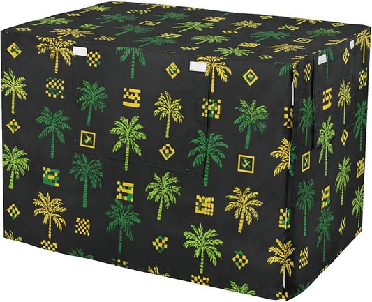 Dog Crate Cover Kennel Cover for Dog Cages Breathable for Wire Cage Indoor Outdoor Jamaican Tropical Tree Black by QwThum