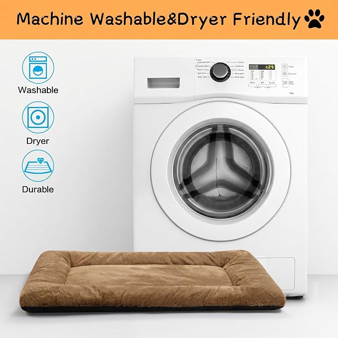 Dog Crate Pad Washable Dog Bed for Crate Medium Cozy Mat 36-Inch Camel | Ultra Soft Kennel Pad,Anti-Slip Bottom,Fits for Most Metal Crates,Comfortable Sleeping Pet Mat - Image 5