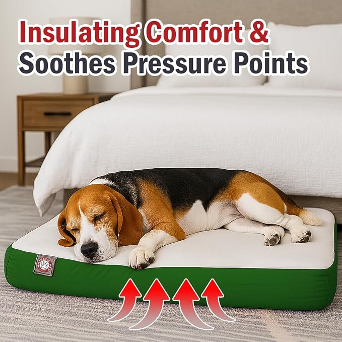 Majestic Pet 34x24x3 Inch Green Orthopedic Memory Foam Rectangle Dog Bed – Medium Size Crate Dog Bed for Dogs with Joint Pain, Arthritis – Durable Pet Mattress with Egg Crate Foam, Washable Cover - Image 3