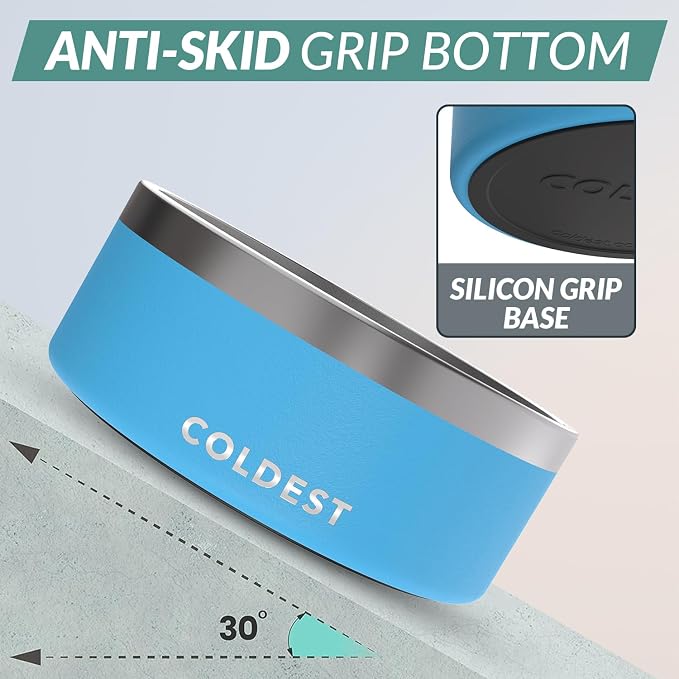 Coldest Dog Bowl - Anti Rust Metal, Non Slip, 3 Layers Insulated Stainless Steel Dog Bowls - Spill Proof & Heavy Duty - Water Bowl for Dogs, Cats & Pets, Dish Washer Safe (100 oz, Celestial Blue) - Image 2